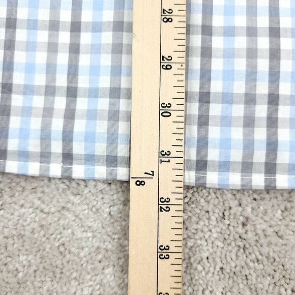 Ecko Unltd Shirt Men's Medium Blue Checkered Button Front Short Sleeve Casual - Picture 9 of 10